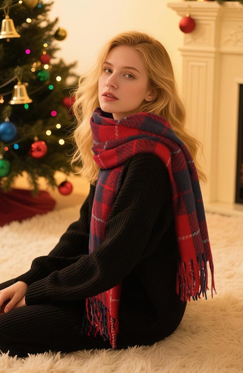 Pleneal Scarf for Women, Womens Winter/Fall Scarf,Long Plaid Shawls and Wraps, Cashmere Feel Blanket Pashmina Scarves - Image 2